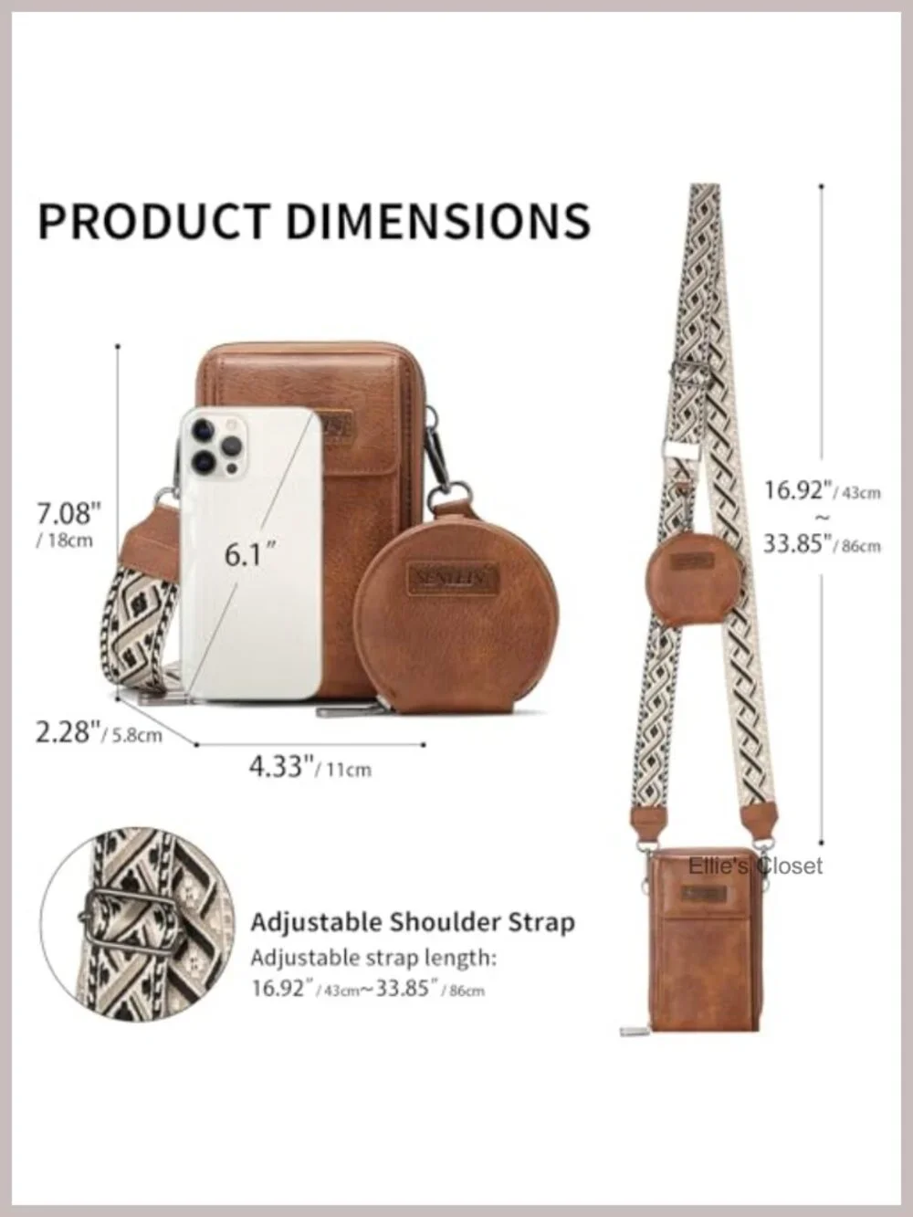Vegan Leather Small Crossbody Phone Purse with Adjustable Strap